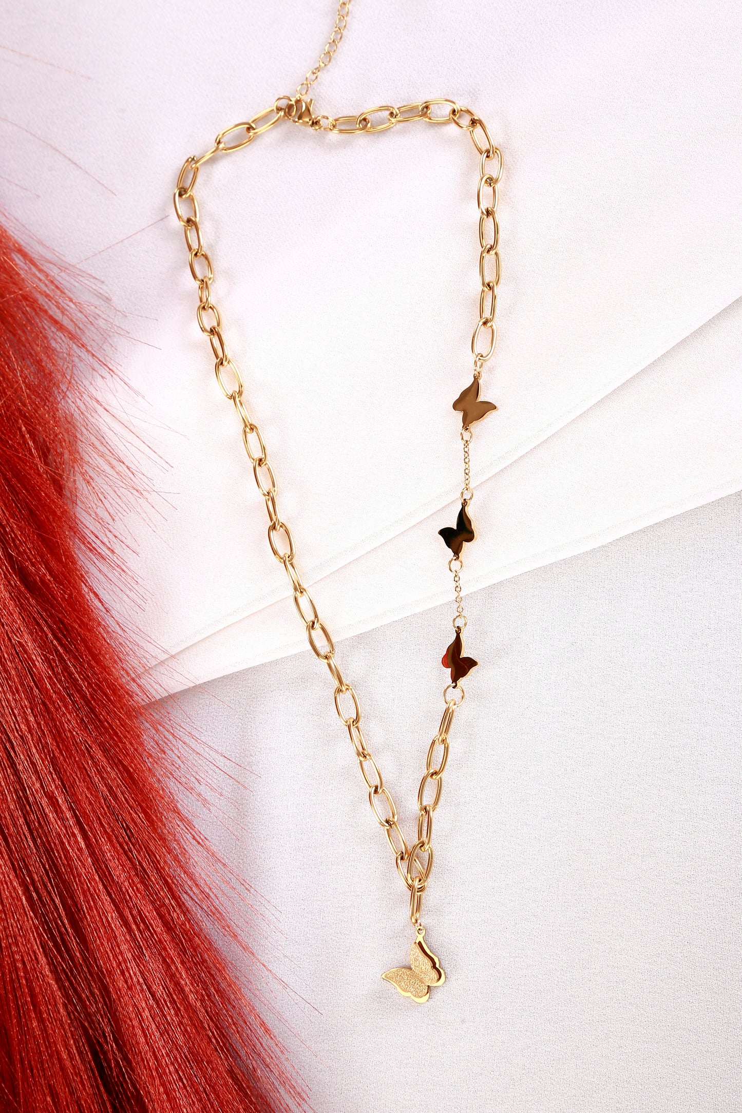 Golden Flutter Butterfly Charm Necklace