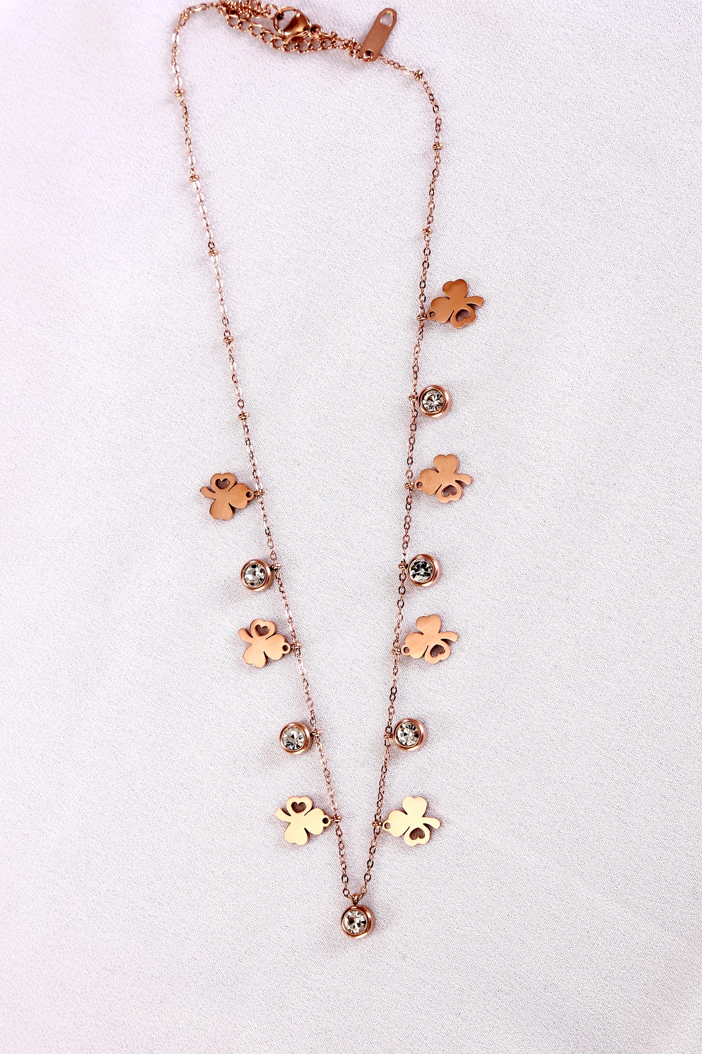 Clover & Crystal Charm Necklace