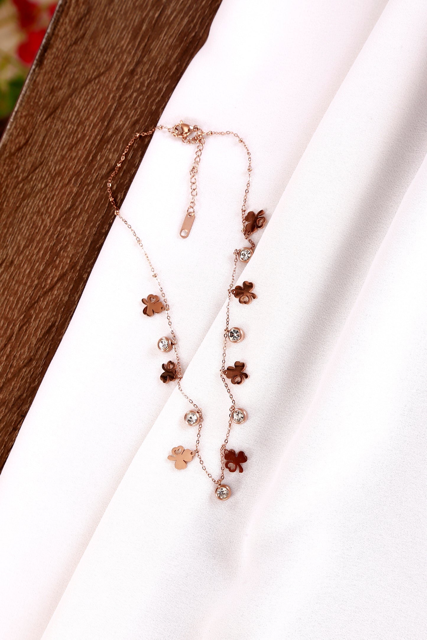 Clover & Crystal Charm Necklace