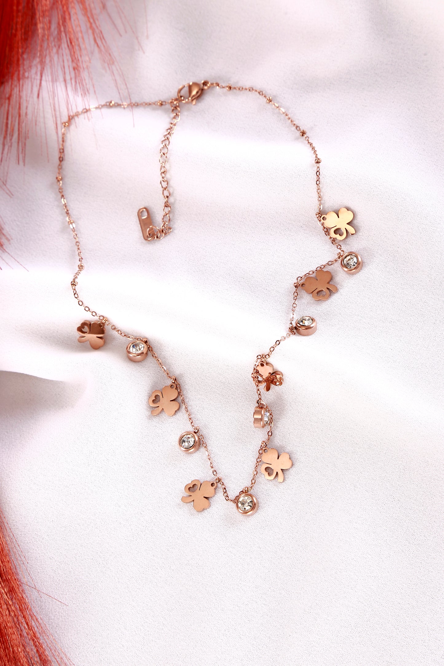 Clover & Crystal Charm Necklace