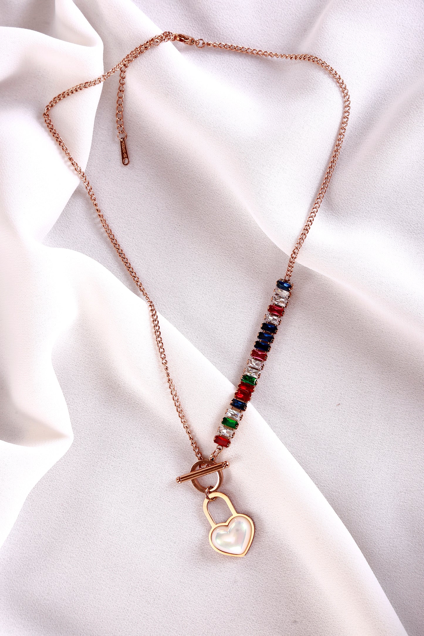 Rainbow Love Lock Necklace – Rose Gold