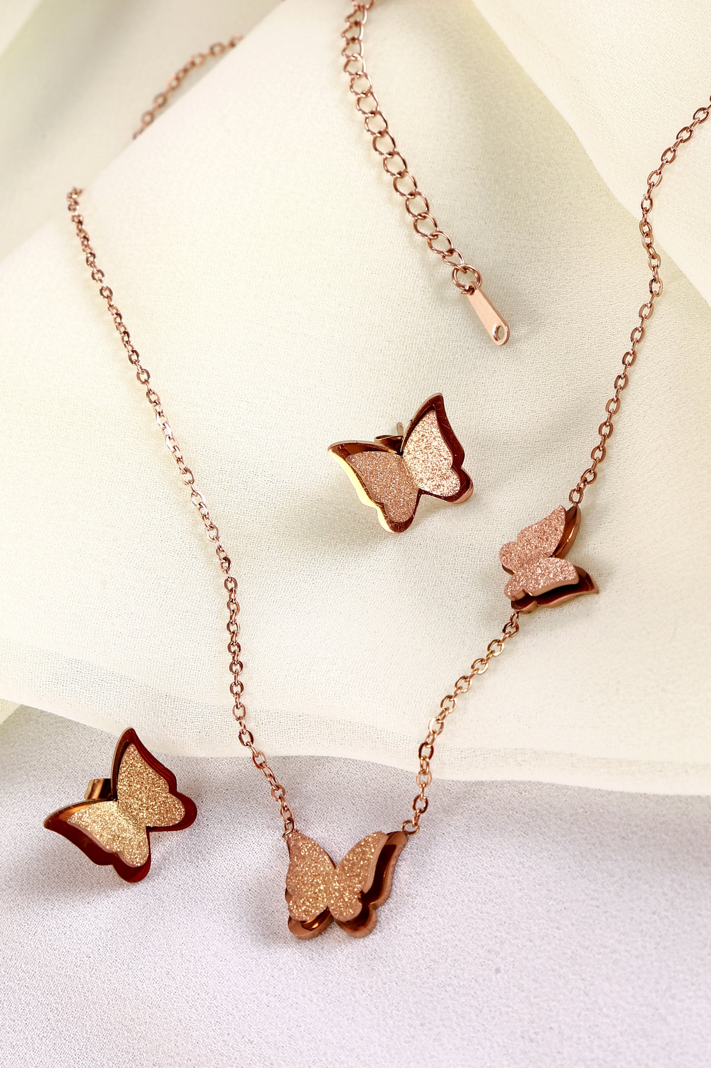 Butterfly Shape Earring And Necklace Combo