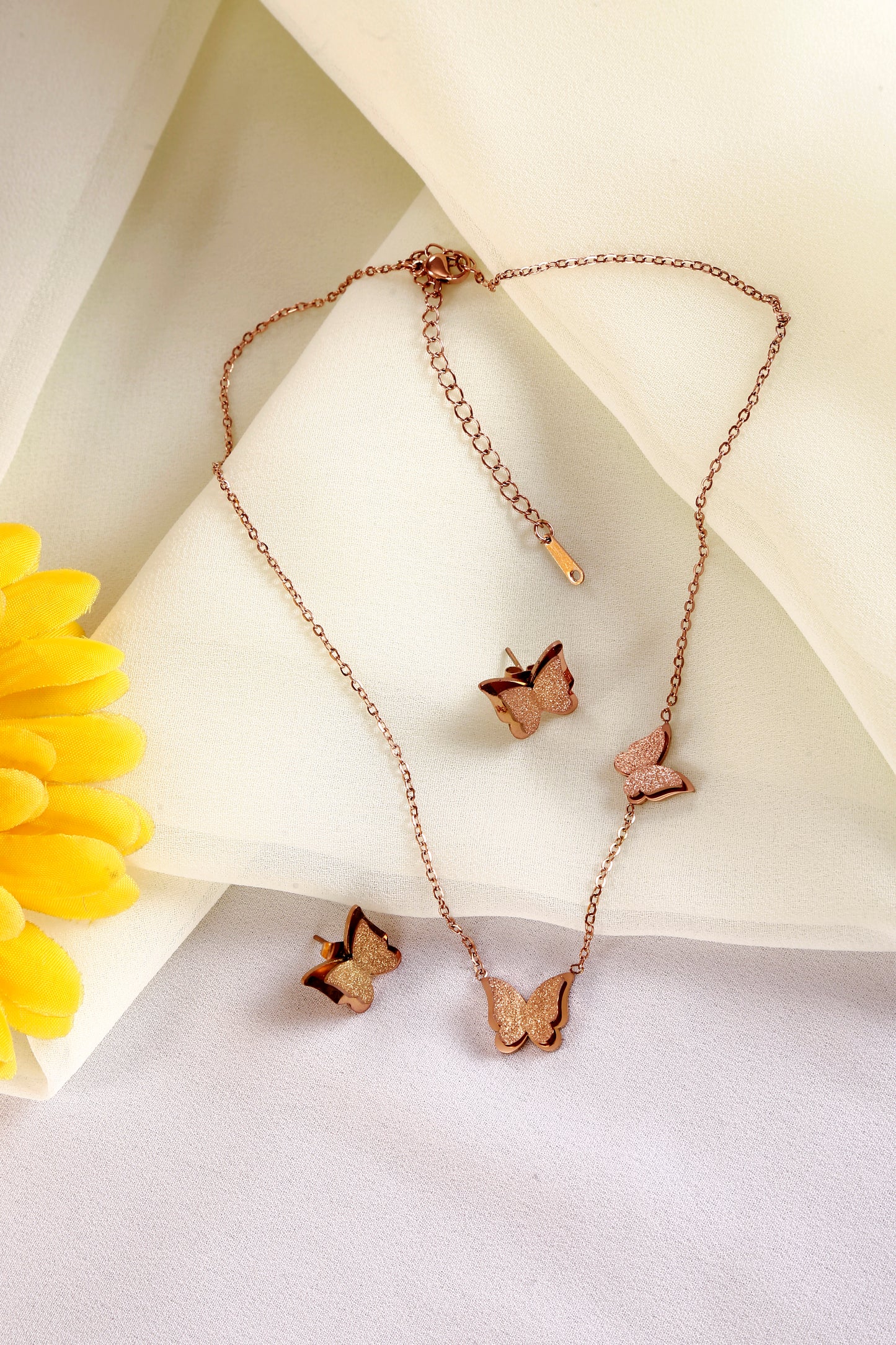 Butterfly Shape Earring And Necklace Combo