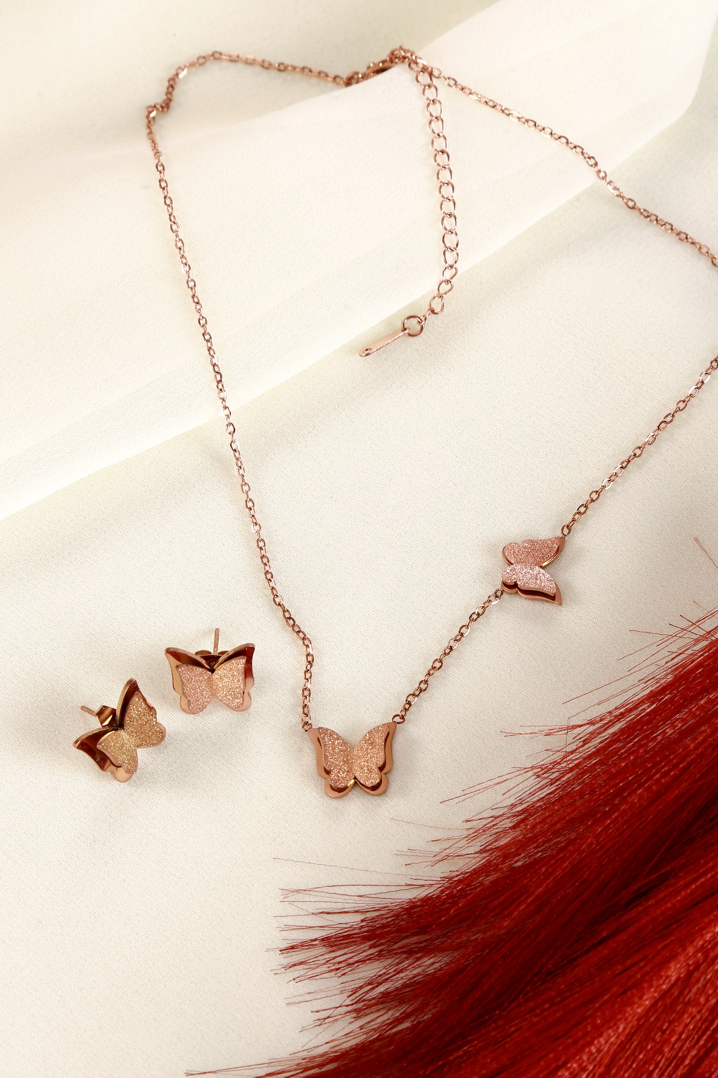 Butterfly Shape Earring And Necklace Combo