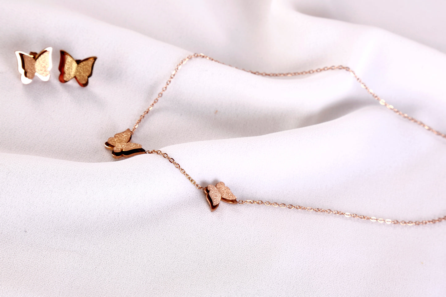 Butterfly Shape Earring And Necklace Combo