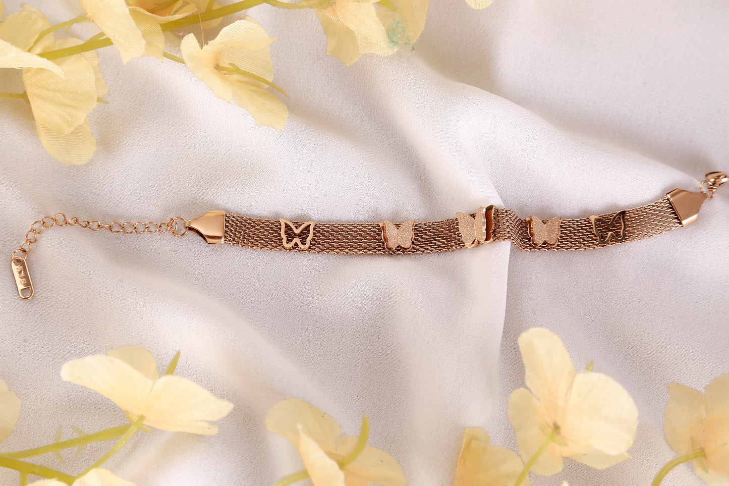 Mesh Butterfly Charm Bracelet