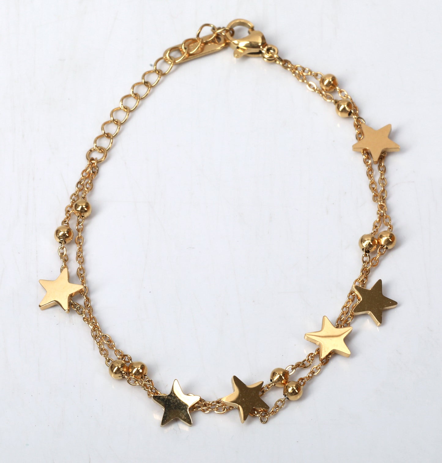 Gold-Tone Double Chain Star Charm Bracelet