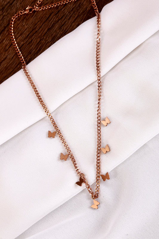 Rosegold Flutter Charm Necklace