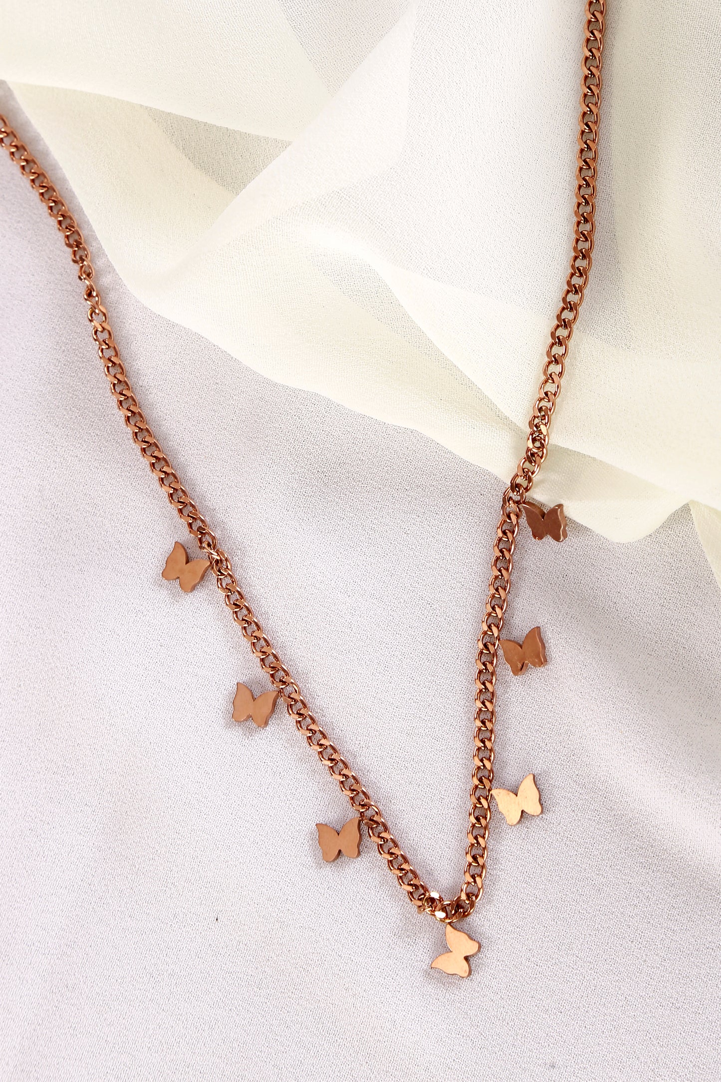 Rosegold Flutter Charm Necklace