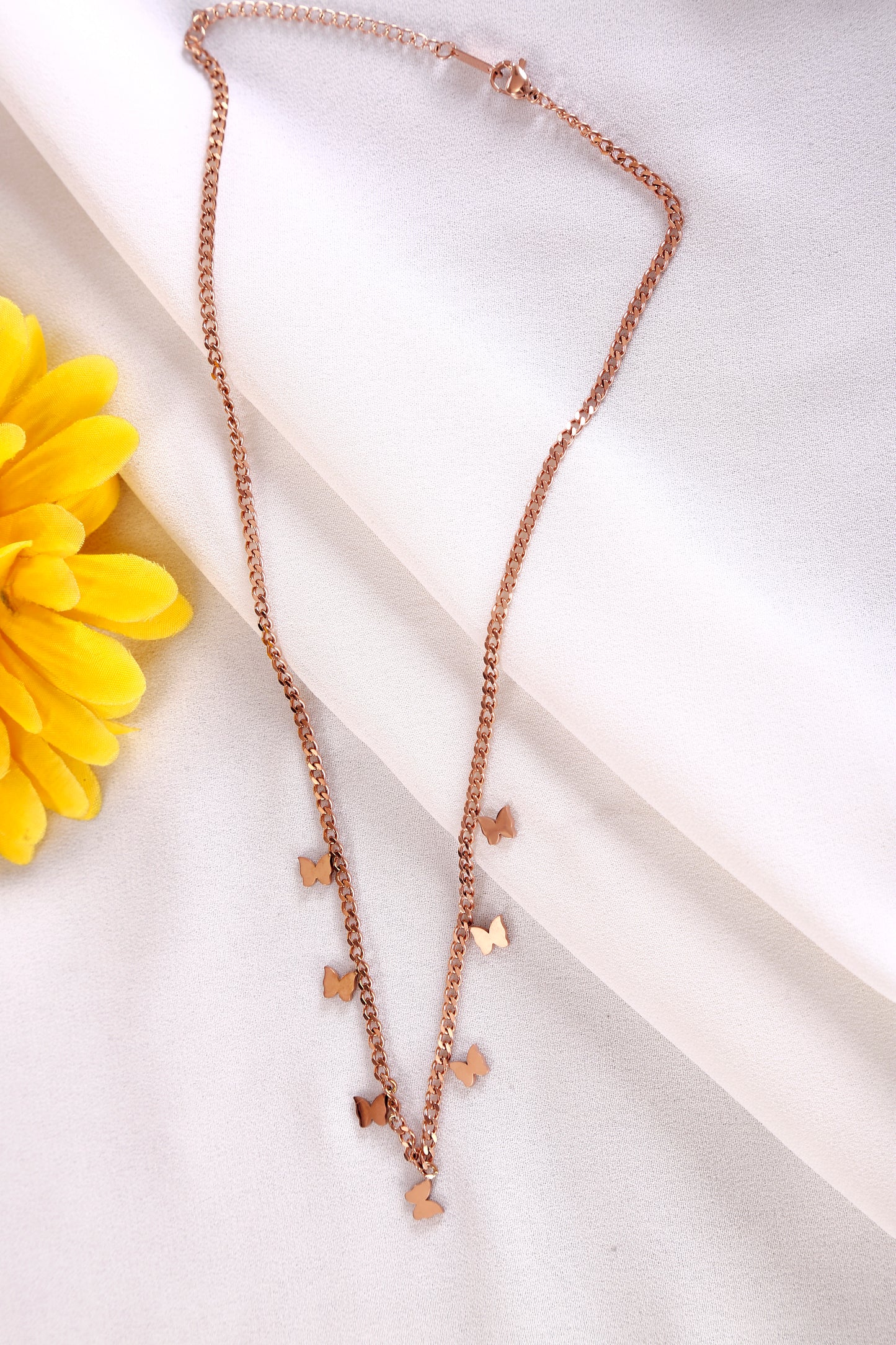 Rosegold Flutter Charm Necklace