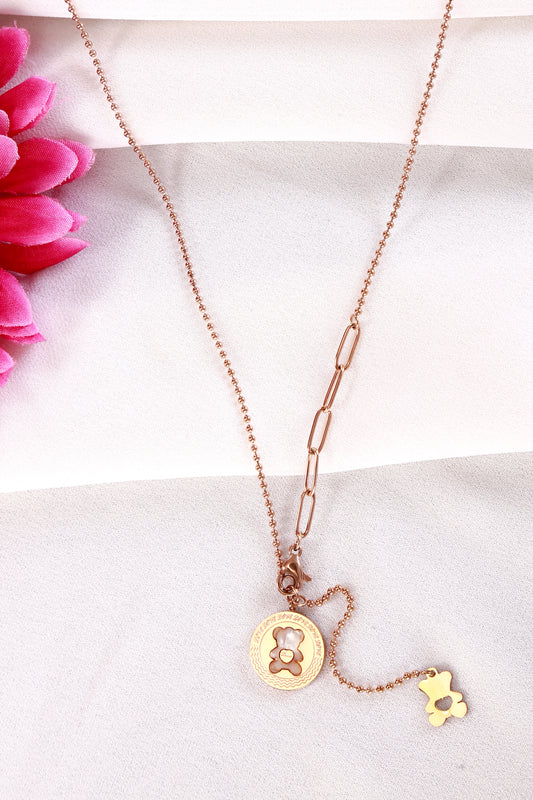 Teddy Charm Dual Pendant Necklace