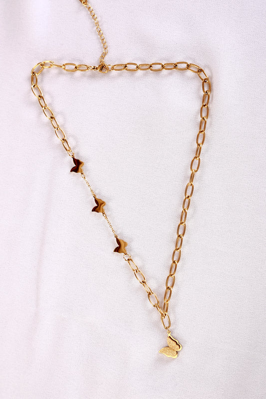 Golden Flutter Butterfly Charm Necklace