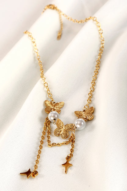 Celestial Bloom Butterfly Necklace – Gold Luxe Edition
