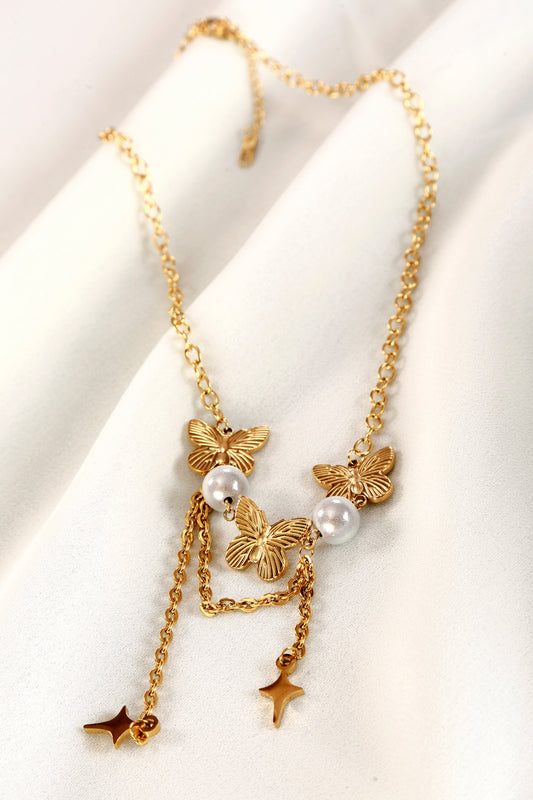 Celestial Bloom Butterfly Necklace – Gold Luxe Edition