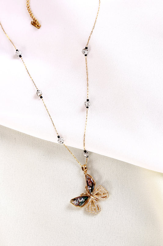 Crystal Wings Butterfly Pendant Necklace