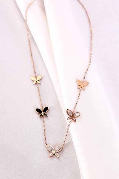 Elegant Butterfly Charm Necklace – Rose Gold Plated