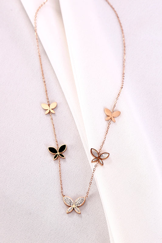 Elegant Butterfly Charm Necklace – Rose Gold Plated