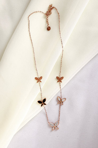 Elegant Butterfly Charm Necklace – Rose Gold Plated
