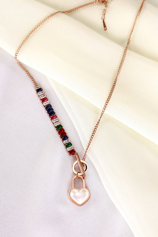 Rainbow Love Lock Necklace – Rose Gold