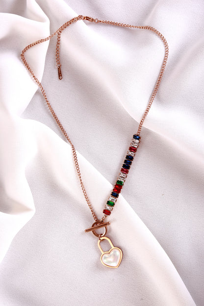 Rainbow Love Lock Necklace – Rose Gold