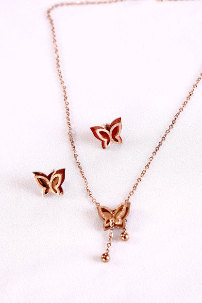 Charming Butterfly Earring And Necklace Combo