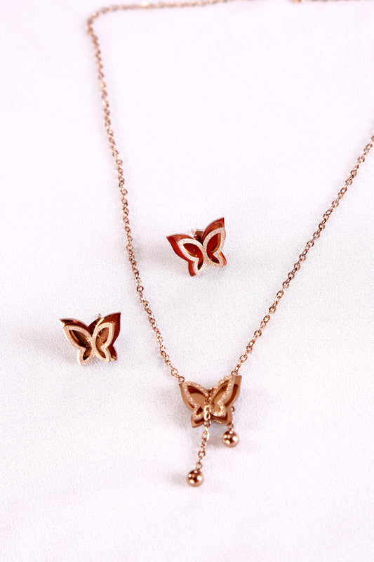 Charming Butterfly Earring And Necklace Combo