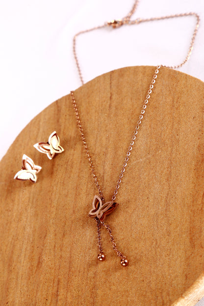 Charming Butterfly Earring And Necklace Combo