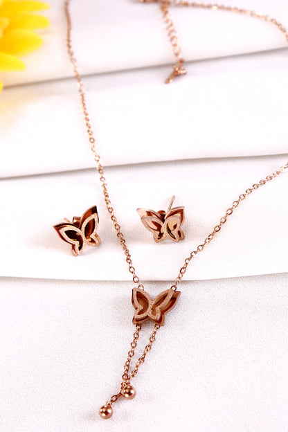 Charming Butterfly Earring And Necklace Combo