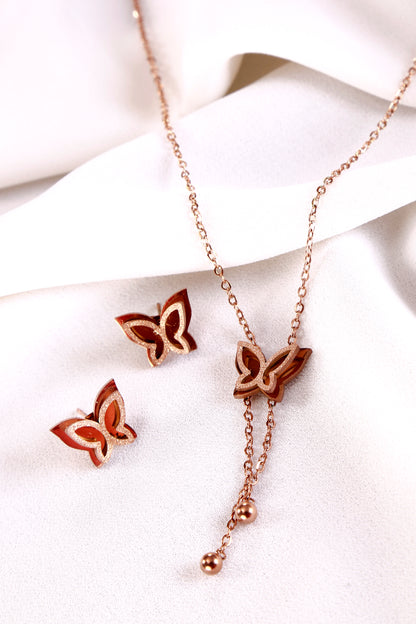 Charming Butterfly Earring And Necklace Combo