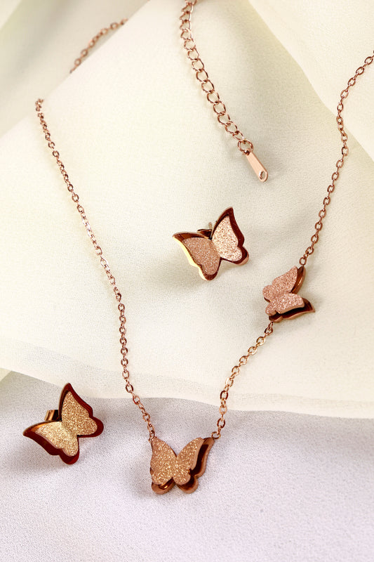 Butterfly Shape Earring And Necklace Combo