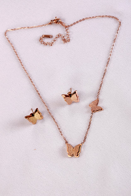 Butterfly Shape Earring And Necklace Combo
