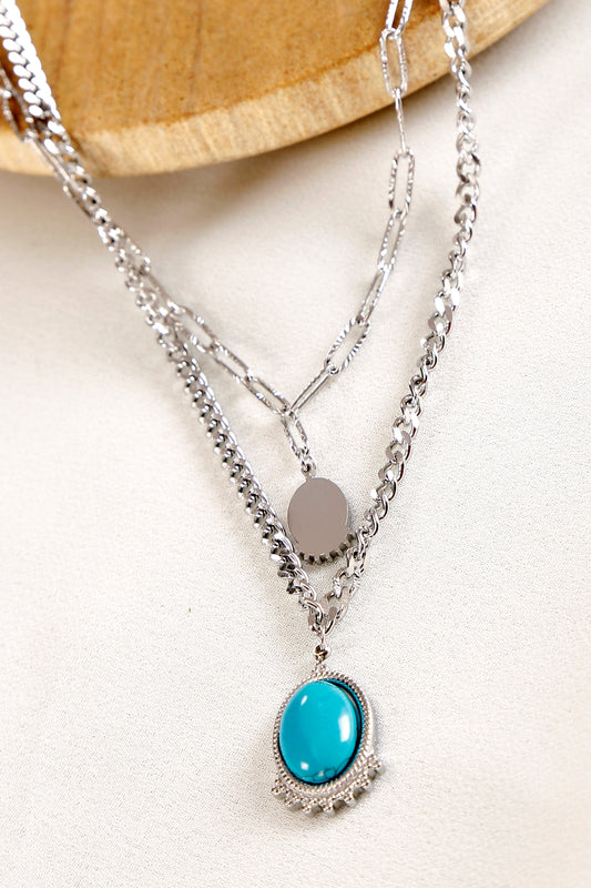 Two Layer Silver Pendant Necklace