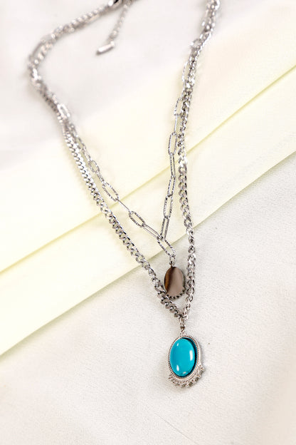 Two Layer Silver Pendant Necklace