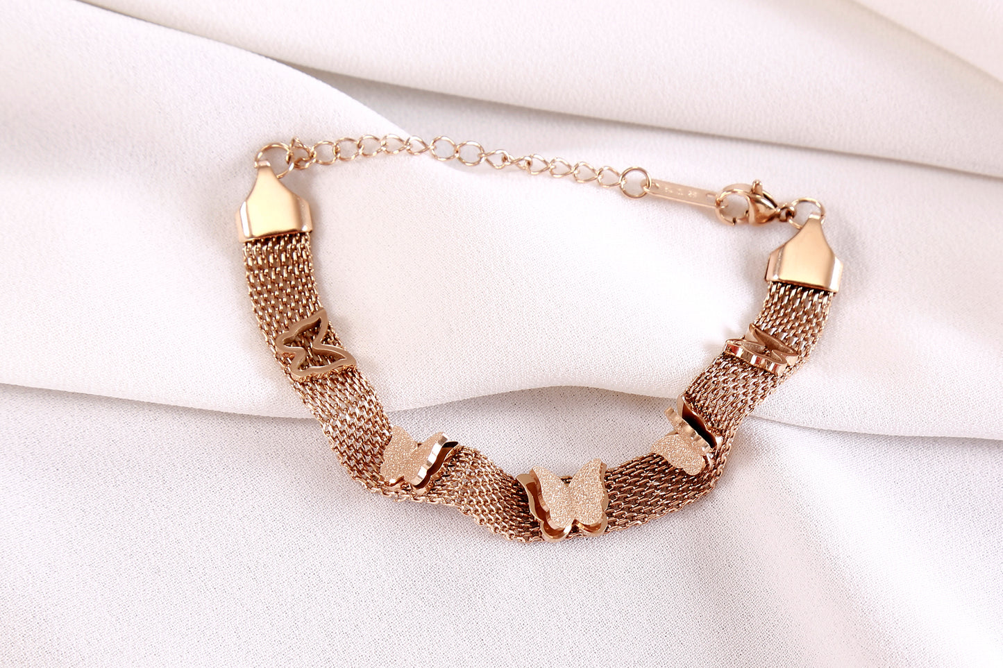 Mesh Butterfly Charm Bracelet