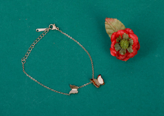 Elegant Rose Gold Butterfly Charm Bracelet