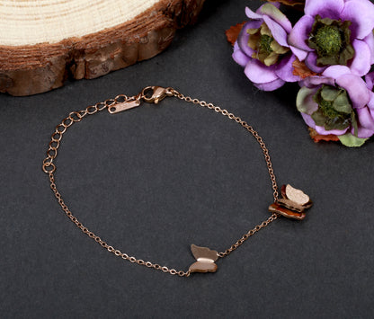 Elegant Rose Gold Butterfly Charm Bracelet